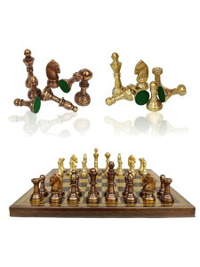�`�F�X�Z�b�g Handmade Brass Chess Set ? Premium Luxury Chess Board & Heavy Brass Pieces | Ideal Gift for Men & Women for Christmas, Birthdays & Anniversaries �y���s�A���i�z