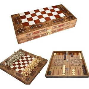 �`�F�X�Z�b�g Luxury Backgammon Sets for Adults Solid Wood Complete Game Board Brass Chess Set Handmade Game Sets Gift Ideas for Dad, Husband, Anniversary, Birthdays (Backgammon Only) �y���s�A���i�z