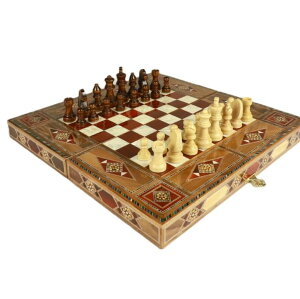 �`�F�X�Z�b�g Luxury Backgammon Sets for Adults Solid Wood Complete Game Board Brass Chess Set Handmade Board Game Sets Xmas Gifts for Dad, Husband, Anniversary, Birthday �y���s�A���i�z