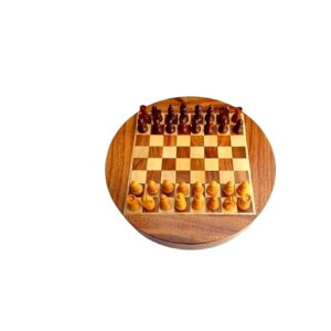 �`�F�X�Z�b�g Magnetic Round Wooden Chess Set ? Handcrafted Travel Chess Game with Storage Gift for Adults Classic Brain Strategy Game �y���s�A���i�z