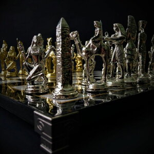 �`�F�X�Z�b�g Chess Set Cleopatra Pharaoh Vintage Chess Pieces Handmade Marble Wooden Chess Board, Xmas Gift for Dad, Husband, and Anyone for Birthday, Anniversary �y���s�A���i�z