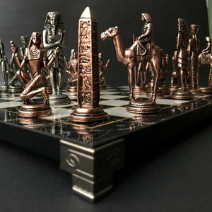 �`�F�X�Z�b�g Antique Chess Set Cleopatra Pharaoh Ancient Egyptian100% Handmade Marble Wooden Chess Board - Gift for Dad, Husband �y���s�A���i�z