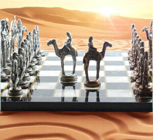 �`�F�X�Z�b�g Antique Chess Set Cleopatra Pharaoh Chessmen 100% Handmade Marble Wooden Chess Board - Gift for Dad, Husband, and Anyone for Anniversary �y���s�A���i�z