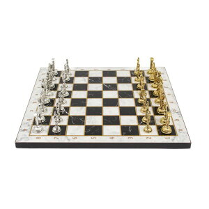 �`�F�X�Z�b�g GrandGiftStore Marble Design Chess Set,Wooden Chess Board, Roma Metal Chess Pieces, Wooden Clasic Chess Set/White, 30x30 us �y���s�A���i�z