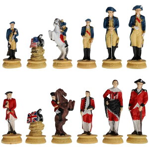 �`�F�X�Z�b�g WE Games American Revolutionary War Chess Set, Hand Painted Polystone, Chess Pieces Only, Luxury Chess Game for Adults, History Chessmen �y���s�A���i�z