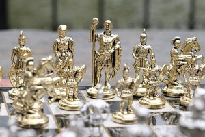 �`�F�X�Z�b�g Luxury Historical Chess Set Ancient Roman Chess Pieces Handmade Marble Wooden Chess Board, Decorative Gift for Dad, Husband, Son and Anyone for Birthday �y���s�A���i�z