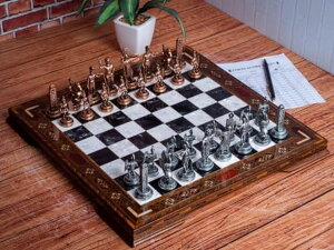 �`�F�X�Z�b�g Chess Set Historcal Mythology Chessmen Hand-Made Bronze Chess Pieces Solid Inlaid Wooden Chess Board Decorative Gift Idea for Dad, Husband, Anyone for Birthday, Anniversary �y���s�A���i�z