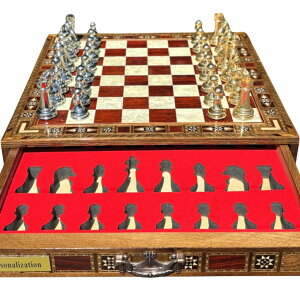�`�F�X�Z�b�g Luxury Handmade Chess Set with Metal Pieces ? Solid Wood Storage Board ? Elegant Chess Game for Adults & Kids ? Great Gift for Him, Her, or Chess Lovers (Medium: 33 x 33 x 7 cm (12.6 x 12.6 x 2.8)) �y���s�A���i�z