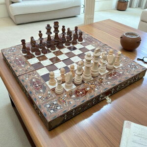 �`�F�X�Z�b�g Deluxe Backgammon Chess Set for Adults ? Handmade 2-in-1 Solid Inlaid Wooden Board | Luxury Game Set & Unique Gift for Dad, Husband, Birthday, or Anniversary �y���s�A���i�z