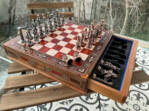 �`�F�X�Z�b�g Luxury Chess Set Pegasus Antique Chess Pieces for Adults Handmade Natural Inlaid Solid Wooden Chess Board with Storage, Gift for Him, Dad and Anyone for Birthday, Anniversary �y���s�A���i�z