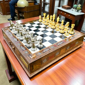 �`�F�X�Z�b�g Luxury Chess Set ? Handmade Natural Inlaid Solid Wood Board with Storage Classic Metal Chess Pieces | Premium Gift for Him, Dad, Birthday or Anniversary �y���s�A���i�z
