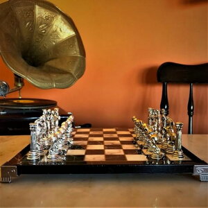 �`�F�X�Z�b�g Decorative Chess Set Vintage ?Mythology Chessmen Carved Chess Pieces Marble Wooden Chess Board/Gift for Dad, Son and Anyone for Birthday's �y���s�A���i�z