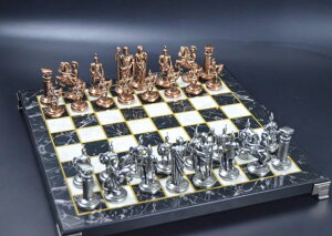 �`�F�X�Z�b�g Luxury Historical Chess Set Antique Roman Chess Pieces Handmade Marble Wooden Chess Board, Decorative Gift for Dad, Husband, Son and Anyone for Birthday �y���s�A���i�z