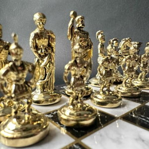 �`�F�X�Z�b�g Luxury Historical Chess Set Roman Gladiator Chess Pieces Handmade Marble Wooden Chess Board, Decorative Gift for Dad, Husband, and Anyone for Birthday �y���s�A���i�z