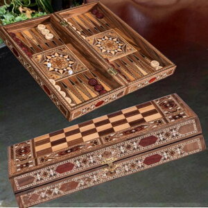 �`�F�X�Z�b�g Gorgeous Backgammon Chess Set for Adults Solid Inlaid Wood Complete Game Board Handmade Game Sets - Gift for Dad, Husband, Birthday �y���s�A���i�z