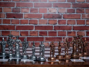 �`�F�X�Z�b�g Chess Set Antique Mexico Chessmen Hand-Made Bronze Chess Figures Solid Inlaid Wood Chess Board Decorative Gift Idea for Dad, Husband, Anyone for Birthday, Anniversary �y���s�A���i�z