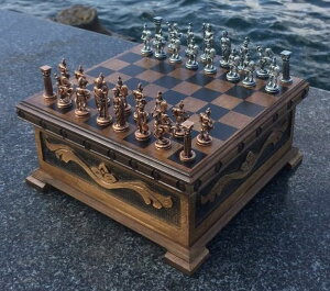 �`�F�X�Z�b�g Puzzle Chess Set Vintage Chess Board Hand Crafted Roman Antique Chess Pieces, Gift for Dad, Husband, Son and Anyone for Birthday, Anniversary �y���s�A���i�z