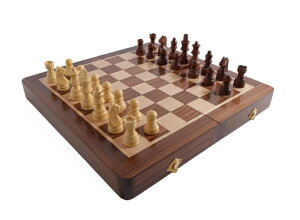 �`�F�X�Z�b�g ALI WOOD CRAFTS | Personalized Wooden Chess Set | Magnetic Folding Travel Chess Board with Storage & 2 Extra Queens (18 x 18 Inch Brown) �y���s�A���i�z