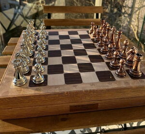 �`�F�X�Z�b�g Luxury Chess Set for Adults Bronze Weighted Chess Pieces Handmade Chessmen Custom Wooden Chess Board with Storage 14.5 inch, Gift Ideas for Dad, Anniversaries �y���s�A���i�z