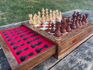 �`�F�X�Z�b�g Luxury Chess Set for Adults Classic Tournament Staunton Chess Pieces Handmade Natural Inlaid Solid Wooden Chess Board with Drawers 15.3, Gift Idea for Him, Dad and Birthday's (Chess Board Only) �y���s�A���i�z