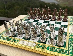 �`�F�X�Z�b�g Chess Set for Adults X Large Greek Mythology Chess Pieces Handmade Chessmen and Chess Board, Gift Idea for Him, Dad and Anyone for Birthday, Anniversary �y���s�A���i�z