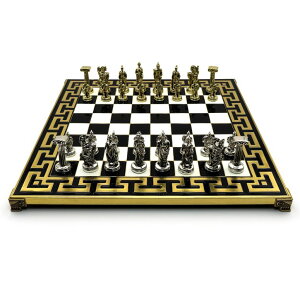 �`�F�X�Z�b�g Handmade Trojan Metal Chess Set in Wooden Box �y���s�A���i�z