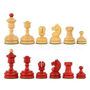 �`�F�X�Z�b�g 3.5�h Vintage 1930 German Knubell Reproduction Chess Pieces Only - Weighted (Stained Crimson & Boxwood) �y���s�A���i�z