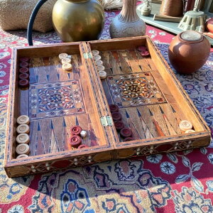 �`�F�X�Z�b�g Deluxe Handmade 13.8 Chess and Backgammon Set ? Solid Inlaid Wooden Board | Elegant for Dad or Husband �y���s�A���i�z