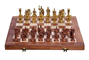 �`�F�X�Z�b�g Kartique 10 Year Above Antique Finish Wooden Chess Set With Brass Pieces, 16X16 Inch Board, Ideal For Decor And Gameplay �y���s�A���i�z