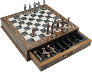 �`�F�X�Z�b�g Antique Chess Set for Adults Pegasus Chessmen Handmade Natural Inlaid Solid Wooden Chess Board with Storage, Gift for Him, Dad and Anyone for Birthday, Anniversary �y���s�A���i�z