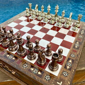 �`�F�X�Z�b�g Luxury Chess Set Classic Metal Large Chess Pieces for Adults Handmade Natural Inlaid Solid Wooden Chess Board with Drawers 15.3, Gift Idea for Him, Father and Anniversary �y���s�A���i�z