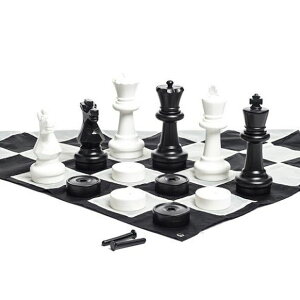 �`�F�X�Z�b�g MegaChess Large Chess Set - 12 inch King with Large Checkers Set and Giant Quick Fold Chess Mat �y���s�A���i�z