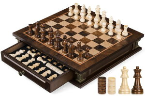 �`�F�X�Z�b�g Peradix Magnetic Chess Set with 2 Built-in Storage Drawers, 12 inch Wooden Strategy Board Games, 2 Extra Queens, Travel Magnet Chess Game for Adults, Kids and Family Game Night, Gift Package �y���s�A���i�z