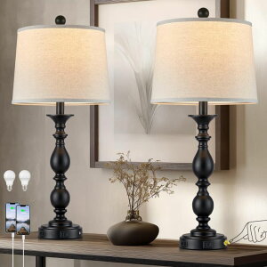 �T�t�@���B�� safavieh �e�[�u�������v �T�t�@�r�� �T�t�@���B�A MOUVOVO 28 Black Modern Table Lamps Set of 2 with USB C+A Ports and AC Outlet, 3 Way Touch Control Tall Bedside Lamps for Bedroom, Metal Farmhouse Nightstand Lamps for L 