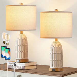 �T�t�@���B�� safavieh �e�[�u�������v �T�t�@�r�� �T�t�@���B�A Cinkeda Boho Table Lamps Set of 2, Farmhouse 3-Way Dimmable Touch Nightstand Lamp with 2 USB Charging Ports, White Vintage Bedside Lamp for Bedroom Living Room End Table 