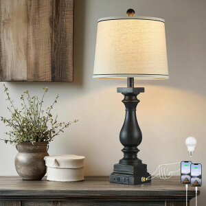 �T�t�@���B�� safavieh �e�[�u�������v �T�t�@�r�� �T�t�@���B�A MOUVOVO 28 Tall Farmhouse Table Lamps with USB C+A Ports and AC Outlet, 3 Way Touch Control Rustic Bedside Lamps for Bedroom, Black Vintage Nightstand Lamps for Living R 