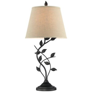�T�t�@���B�� safavieh �e�[�u�������v �T�t�@�r�� �T�t�@���B�A Kira Home Ambrose 31 Traditional Rustic Table Lamp + Beige Fabric Shade, Leaf Detailed Body, 7W LED Bulb (Energy Efficient, Eco-Friendly), Matte Black Finish �y���s�A