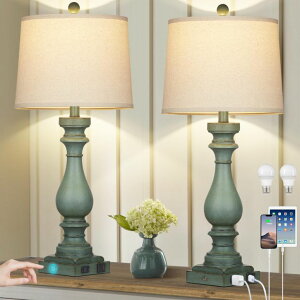 �T�t�@���B�� safavieh �e�[�u�������v �T�t�@�r�� �T�t�@���B�A Cinkeda 29 Tall Table Lamp for Living Room Set of 2,Vintage Bedside Nightstand Lamps with USB C+A Ports & AC Outlet,3-Way Dimmable Touch Control Retro Green Desk Lamp fo 