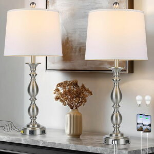 �T�t�@���B�� safavieh �e�[�u�������v �T�t�@�r�� �T�t�@���B�A MOUVOVO 28 Tall Modern Table Lamps Set of 2 with USB A+C Ports and AC Outlet, 3 Way Touch Metal Bedside Lamps for Bedroom, Silver Farmhouse Nightstand Lamps for Living R 