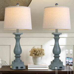 �T�t�@���B�� safavieh �e�[�u�������v �T�t�@�r�� �T�t�@���B�A MOUVOVO 28 Tall Farmhouse Table Lamps Set of 2 with USB C+A Ports and AC Outlet, 3 Way Touch Control Rustic Bedside Lamp for Bedroom, Blue Vintage Nightstand Lamp for Li 