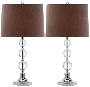 �T�t�@���B�� safavieh �e�[�u�������v �T�t�@�r�� �T�t�@���B�A SAFAVIEH Lighting Collection Keeva Clear/Grey Shade Crystal Ball 27-inch Table Lamp Set of 2 with USB Charging Port (LED Bulbs Included) �y���s�A���i�z