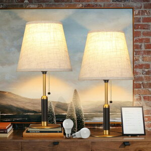 �T�t�@���B�� safavieh �e�[�u�������v �T�t�@�r�� �T�t�@���B�A PSDSSHIIS 18.9 Set 2 Modern Mid Century Table Lamp Pull Chain Bedside Lamps for Nightstand Lamp for Bedroom Living Room Light, Solid Wood/Metal/Fabric for Home Office Do 