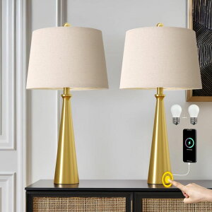 �T�t�@���B�� safavieh �e�[�u�������v �T�t�@�r�� �T�t�@���B�A Oneach 25.75 3-Way Dimmable Touch Control Modern USB Table Lamp Set of 2 for Living Room Bed Room Bedside Nightstand Lamps Fabric Shade Vintage Accent Light Gold Antique 
