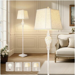 �T�t�@���B�� safavieh �e�[�u�������v �T�t�@�r�� �T�t�@���B�A LuxSight Collection Floor Lamp for Living Room, Vintage Standing Lamp with Nightlight, 65 Tall Lamp with White Linen Shade, Farmhouse Rustic Floor Lamp for Bedroom, Offi 