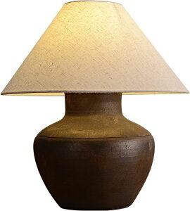 �T�t�@���B�� safavieh �e�[�u�������v �T�t�@�r�� �T�t�@���B�A SANDYHA Farmhouse Ceramic Table Lamp Rustic Clay Pot Table Lamps Brown Ceramic Lamp Body with White Drum Shade Decor Bedside Nightstand for Living Room Bedroom House �y