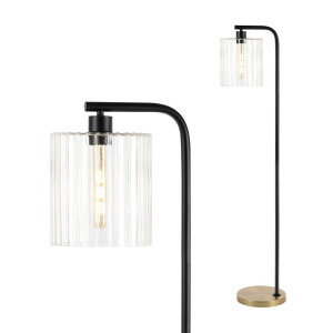 �T�t�@���B�� safavieh �e�[�u�������v �T�t�@�r�� �T�t�@���B�A JONATHAN Y JYL1142A Easton 60.75 Modern Minimalist Metal/Ribbed Glass LED Floor Lamp for Bedroom, Living Room, Office, Brass Gold/Black �y���s�A���i�z