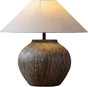 �T�t�@���B�� safavieh �e�[�u�������v �T�t�@�r�� �T�t�@���B�A SANDYHA Rustic Farmhouse Table Lamp 20.8 Neutral Ceramic Table Lamp Brown White Checkered Ceramic with Linen Drum Shade Decor Bedside Nightstand for Living Room Bedroom 
