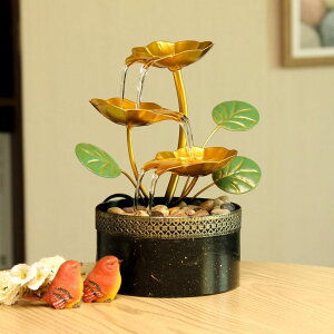 ��� ���� ��̃I�u�W�F �e�[�u���g�b�v�t�@�E���e�� �C���e���A���� TiCin Tabletop Water Fountain with Gold Lotus Flowers, 9.8 x 6 x 6 inches, USB Powered, Indoor Relaxation Decor with Rocks �y���s�A���i�z