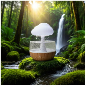 ��� ���� ��̃I�u�W�F �e�[�u���g�b�v�t�@�E���e�� �C���e���A���� Weljoy Zen Rain Cloud Night Light?Cordless Tabletop Water Fountain with Soothing Drip Sound,7-Color LED&2000mAh Rechargeable Battery Home Decor for Bedroom,Home 