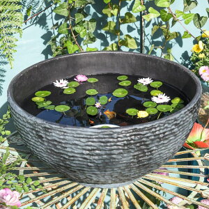 ��� ���� ��̃I�u�W�F �e�[�u���g�b�v�t�@�E���e�� �C���e���A���� Sungmor Large Garden Bowl Planter Water Plant Pot, Miniature Landscaping Succulent Planter, 15.6 Inch Marble Texture Water Lily Pots, Small Fountain Base Mini Fi